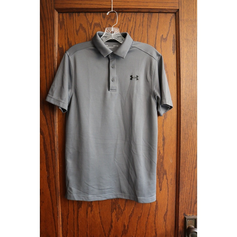 UNDER ARMOUR Performance Polo Shirt Mens Small Gray Short Sleeve Golf Active Top